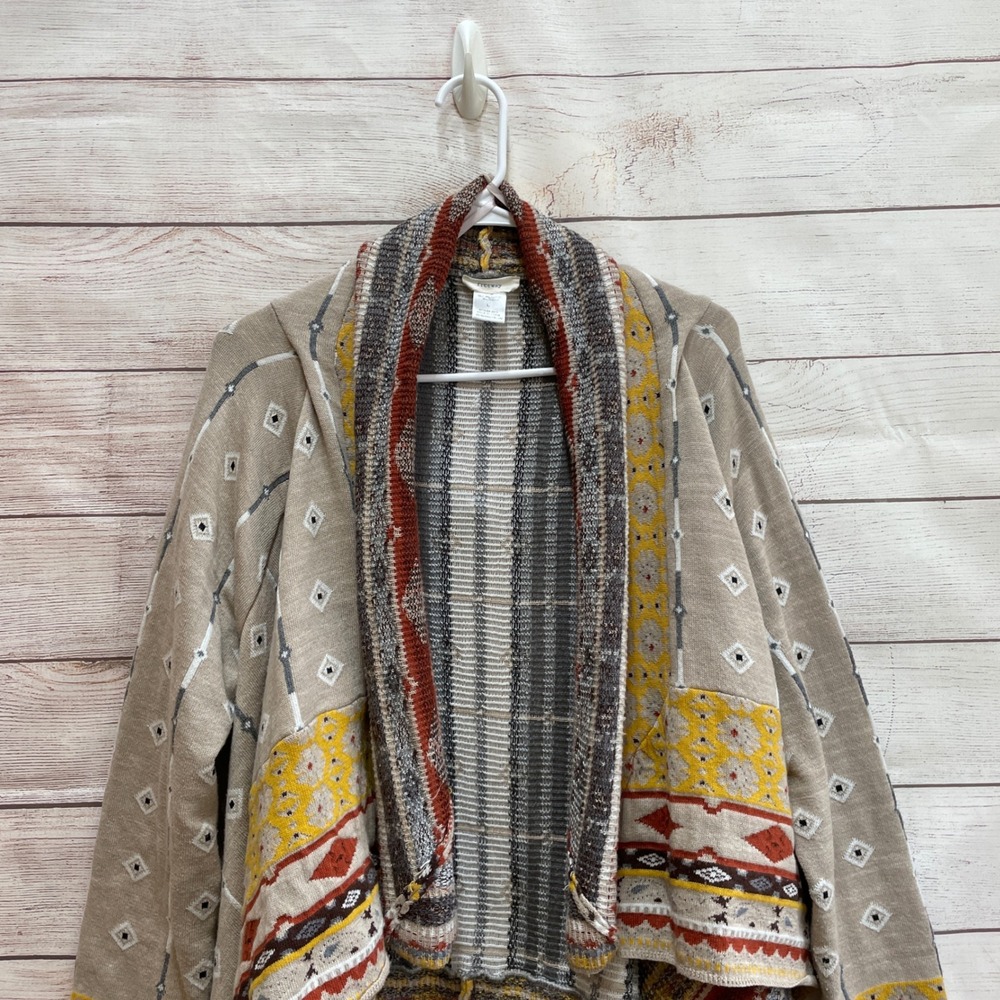 ANTHROPOLOGIE FREEWAY AZTEC PRINT OPEN FRONT SWEATER - Picture 2 of 7